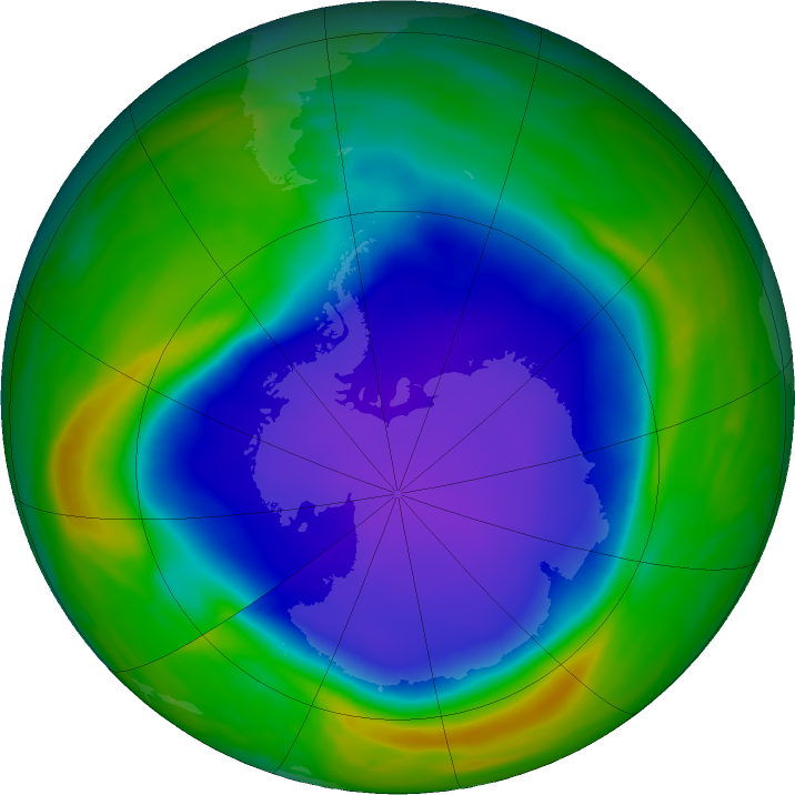 Antarctic ozone map for 03 November 2021